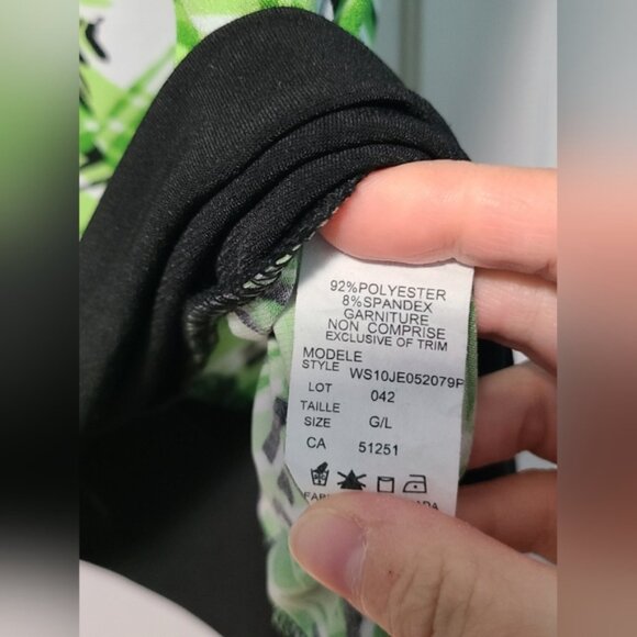 Laura Petites Colorful Summer Green Black Round Sleeveless Dressy Party Top L/G - Picture 4 of 7